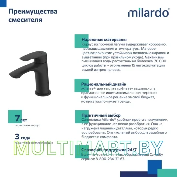 Смеситель Milardo Rora RORBL00M01 (черный) картинка 5